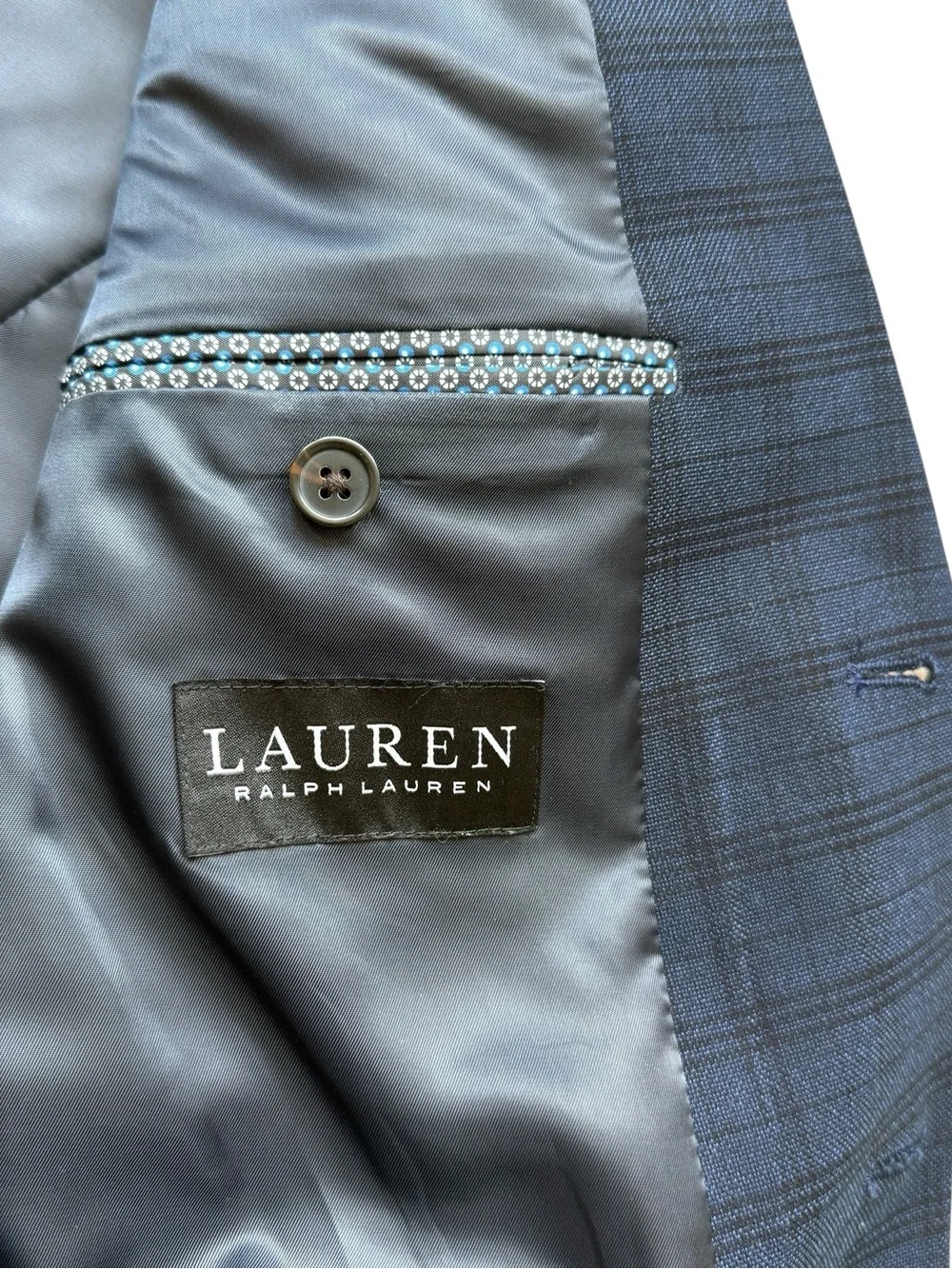 Lauren Ralph Lauren Boy’s Navy Windowpane Sport Coat Blazer 14R Tailored Stretch